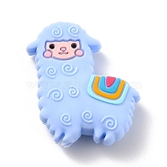Silicone Focal Beads, Chewing Beads For Teethers, Alpaca, Light Sky Blue, 31x28x9mm, Hole: 3mm(SIL-Z003-01B)