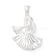 925 Sterling Silver Double Ginkgo Leaf Pendants, with Jump Rings & 925 Stamp, Silver, 18.5x12.5x5.5mm, Hole: 3x2mm(STER-G045-15S)