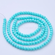 Glass Pearl Beads Strands, Pearlized, Round, Deep Sky Blue, 4~5mm, Hole: 1mm, about 200pcs/strand, 30.71 inch(78cm)(HY-4D-B60)