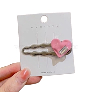 Metal Snap Hair Clips, Heart, Hot Pink, 58mm(PW-WG71922-01)