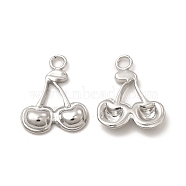 304 Stainless Steel Charms, Cherry Charms, Stainless Steel Color, 14.5x11x2mm, Hole: 1.8mm(STAS-A070-26P)