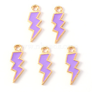 Alloy Enamel Pendants, Lightning Bolt, Light Gold, Purple, 20x7x1.5mm, Hole: 2mm(ENAM-N054-025F)
