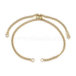 Adjustable 304 Stainless Steel Curb Chains Bracelet Making, Slider Bracelets, for DIY Jewelry Craft Supplies, Golden, 10-1/4 inch(26cm), Inner Diameter: 1/8 inch(0.3cm)(AJEW-JB01213-02)