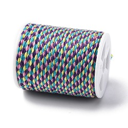 4-Ply Polycotton Cord Metallic Cord, Handmade Macrame Cotton Rope, for String Wall Hangings Plant Hanger, DIY Craft String Knitting, Colorful, 1.5mm, about 4.3 yards(4m)/roll(OCOR-Z003-D119)