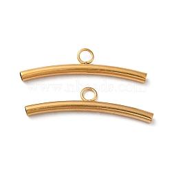 Ion Plating(IP) 304 Stainless Steel Tube Bails, Curved Tube, Real 18K Gold Plated, 8x30x2.5mm, Hole: 3mm, Inner Diameter: 2mm(STAS-E192-07G)