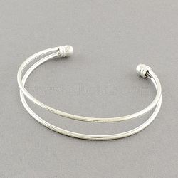 Brass Cuff Bangles Making, Bangle Blanks, Silver Color Plated, 67mm(X-MAK-S001-SZ010S)