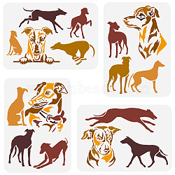 4Pcs 4 Styles PET Hollow Out Drawing Painting Stencils, for DIY Scrapbook, Photo Album, Dog, 297x210mm, 1pc/style(DIY-WH0394-0133)