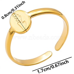 Minimalist Oval with Flower 304 Stainless Steel Wide Band Cuff Open Rings for Women(PL9348-2)