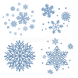 PVC Wall Sticker, for Window or Stairway Home Decoration, Flat Round, Snowflake Pattern, 18x18x0.03cm, 4pcs/set(DIY-WH0214-76A-02)