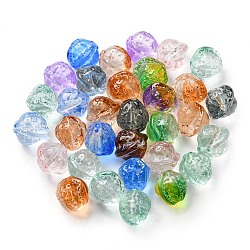 Transparent Baking Paint Glass Beads, Nut, Mixed Color, 12x13x12mm, Hole: 1.2mm(DGLA-E003-01)