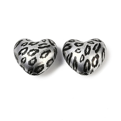 Printed Acrylic Beads, Heart Leopard Print Pattern, Gainsboro, 19.5x22x12.5mm, Hole: 2mm(PACR-P005-02A)