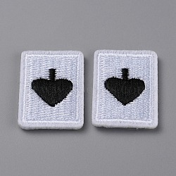 Playing Card Theme Polyester Embroidery Cloth Iron on/Sew on Patches, Costume Accessories, Rectangle, Black, 27x19x2mm(PATC-WH0001-113B)