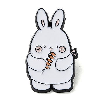 Cartoon Camping Rabbit Enamel Pins, Black Zinc Alloy Badge for Women, Food, 35x21x2mm