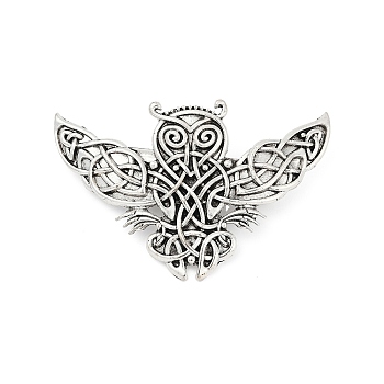 Viking Celtic Zinc Alloy Snap Hair Clips For Women, Owl, 66.5x104.5mm