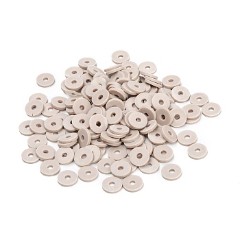 Handmade Polymer Clay Beads, for DIY Jewelry Crafts Supplies, Disc/Flat Round, Heishi Beads, Tan, 8x1mm, Hole: 2mm, about 650pcs/50g