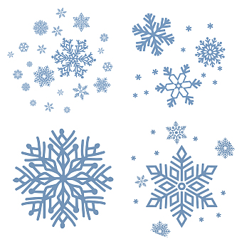 PVC Wall Sticker, for Window or Stairway Home Decoration, Flat Round, Snowflake Pattern, 18x18x0.03cm, 4pcs/set