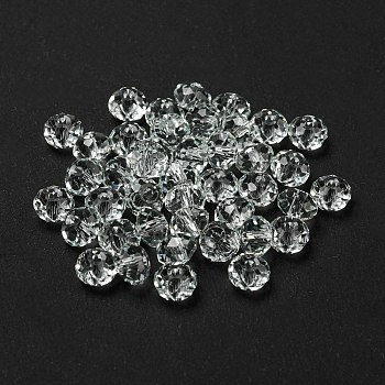Imitation Austrian Crystal, Faceted Transparent Glass Beads, AB Color, Rondelle, Clear, 6x4mm, Hole: 0.7~1mm