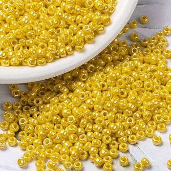 MIYUKI Round Rocailles Beads, Japanese Seed Beads, 8/0, (RR422D) Opaque Yellow Luster, 8/0, 3mm, Hole: 1mm, about 2111~2277pcs/50g