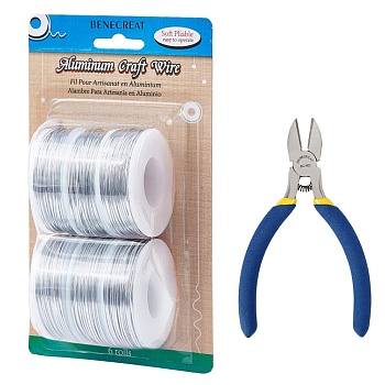 BENECREAT Round Aluminum Wire, with Iron Side Cutting Pliers, Dark Salmon, 15 Gauge, 1.5mm, 10m/roll, 6 rolls