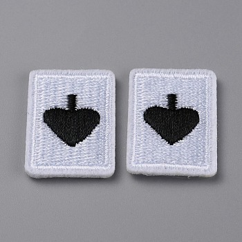 Playing Card Theme Polyester Embroidery Cloth Iron on/Sew on Patches, Costume Accessories, Rectangle, Black, 27x19x2mm