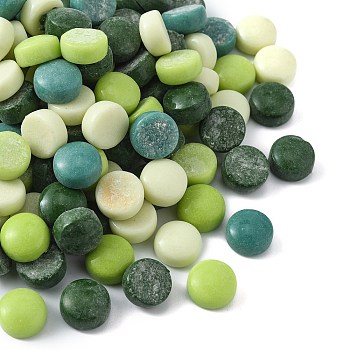 Glass Cabochons, Mosaic Tiles, for Home Decoration or DIY Crafts, Flat Round, Green, 12x5mm, about 625pcs/1000g