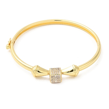 Brass Cube Hinged Bangle with Cubic Zirconia for Women, Real 16K Gold Plated, Inner Diameter: 2-3/8 inch(6cm)