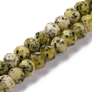 Natural Yellow Turquoise(Jasper) Beads Strands, Faceted, Rondelle, 7.5~8x5.5~6mm, Hole: 1mm, about 69pcs/strand, 15.16 inch(38.5cm)