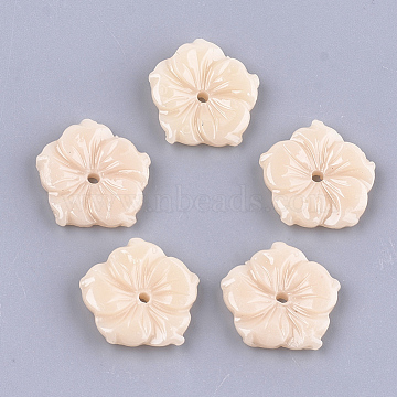 Synthetic Coral Beads, Dyed, Flower, PeachPuff, 18~19x18.5~19.5x3.5~4mm, Hole: 1.6mm(X-CORA-T010-08A)