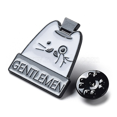 Pin esmaltado de gato de dibujos animados con palabra caballeros(JEWB-E025-03EB-03)-2