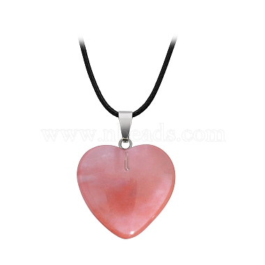 Silver Heart Cherry Quartz Glass Pendants