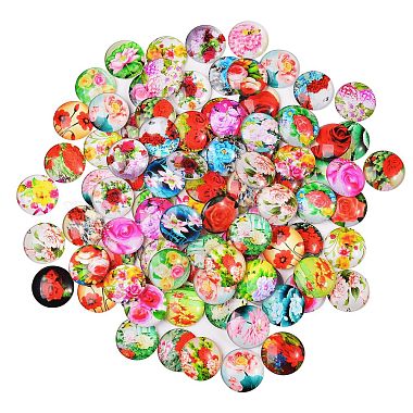 Mixed Color Flower Glass Cabochons