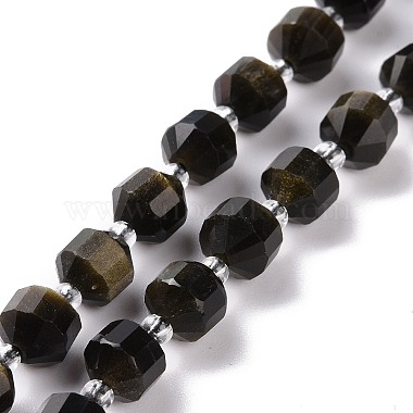 Natural Golden Sheen Obsidian Beads Strands(G-K303-A30-8mm)-2