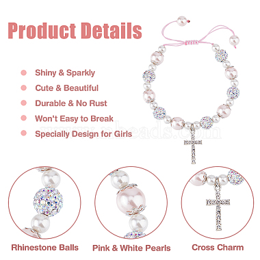 2Pcs 2 Style Cross fleury Charm Bracelets Set(BJEW-FI0001-80)-3