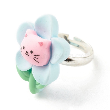 Регулируемое кольцо из цветка с кошачьей смолой(RJEW-JR00424-01)-4
