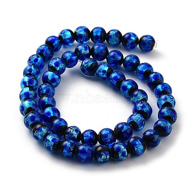 Glow in the Dark Luminous Style Handmade Silver Foil Glass Round Beads(FOIL-I006-8mm-02)-2