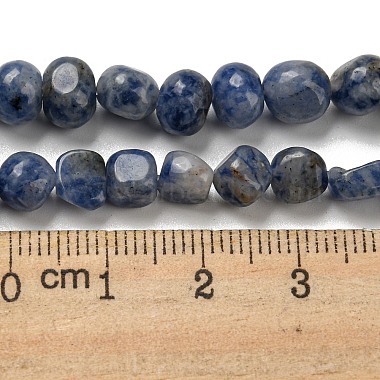 brins de perles de jaspe de tache bleue naturelle(G-F465-53)-5