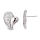 Left and Right Heart Brass Pave Clear Cubic Zirconia Stud Earrings(EJEW-M258-040P)-3