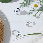 1Set Cartoon Alloy Adjustable Cuff Rings Sets, Panda, Inner Diameter: 15~20mm(RJEW-LP0005-01)