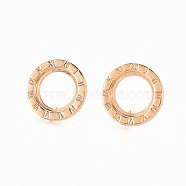 Brass Earring Findings, Nickel Free, Ring, Real 18K Gold Plated, 15mm, Hole: 1.8mm, Pin: 0.8mm(KK-T062-211G-NF)