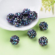 Resin Rhinestone Beads, Round, Camellia, 12mm, Hole: 1.5mm(RESI-M002-7)