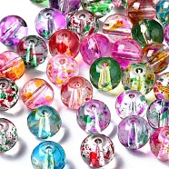 Transparent Spray Painted Glass Beads, Round, Mixed Color, 8x7mm, Hole: 1.4~1.6mm(DGLA-N033-11)