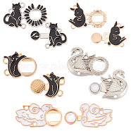 5 Sets 5 Style Alloy Adjustment Waist Tightener Buckle Buttons, for Dress Jeans Too Big Loose, with Enamel or ABS Plastic Beads, Mixed Shapes, Platinum & Light Gold, 14~20x28~46.5x2.5~4.5mm, Hole: 1.4~1.8mm, 1 set/style(FIND-GF0003-43)