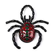 Baking Paint Alloy Enamel Pendants, Cadmium Free & Nickel Free & Lead Free, Spider Charms, Black, 40x37.5x6mm, Hole: 13.5x9mm(ENAM-N056-402)