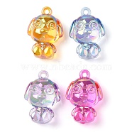 Electroplate Transparent UV Plating Acrylic Pendants, Iridescent, Dog Charms, Mixed Color, 38.5x26.5x17.5mm, Hole: 2.5mm(OACR-I014-33)