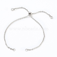 Adjustable 304 Stainless Steel Cable Chain Slider Bracelet/Bolo Bracelets Making, with Brass Cubic Zirconia Charms, Stainless Steel Color, Single Chain Length: about 5-1/4 inch(13.3cm)(AJEW-JB00780-01)