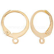 50Pcs 304 Stainless Steel Leverback Earring Findings, with Horizontal Loops, Ring, Golden, 14.5x12x2mm, Hole: 1.2mm, Pin: 1x0.8mm(STAS-BBC0001-53)