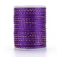 Polyester Cord, with Gold Metallic Cord, Chinese Knotting Cord, Indigo, 1.5mm, about 4.37 yards(4m)/roll(OCOR-G006-01-1.5mm-22)