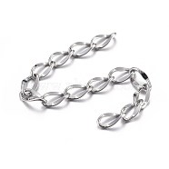304 Stainless Steel Chain Extender, Stainless Steel Color, 49~52x2.5mm(STAS-L214-04B)