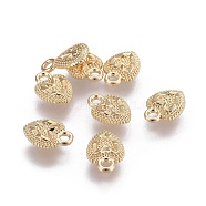 Alloy Charms, Long-Lasting Plated, Heart, Light Gold, 10x7x3mm, Hole: 1.6mm(X-PALLOY-F241-03G)