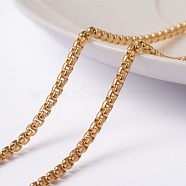 3.28 Feet Ion Plating(IP) 304 Stainless Steel Venetain Chains, Box Chains, Unwelded, Golden, 2.5x1.2mm(X-CHS-H007-35G)